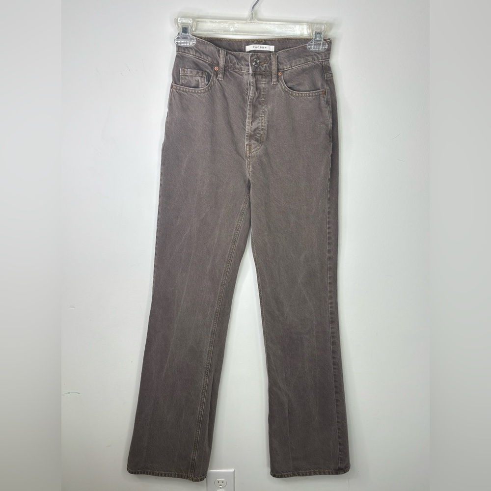 BN5 High-Rise Jeans Bootcut Denim Button fly Taupe Brown Pacsun Women size 23